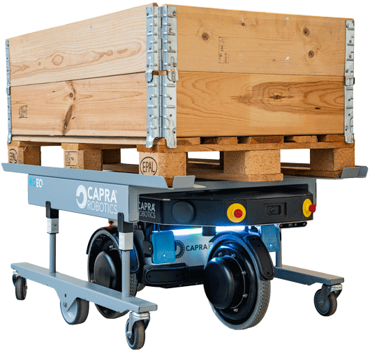 Capra Fleet Manager dashboard controlling multiple Capra Carrier autonomous robots for indoor and outdoor logistics operations.